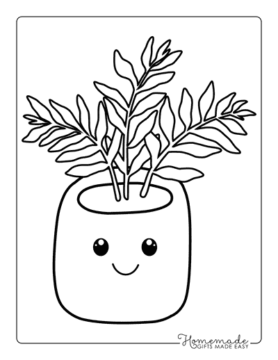 Plant Coloring Pages Kawaii Cute Cartoon Plant Fern