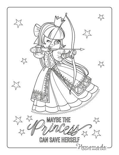Princess Coloring Pages Bow Arrow