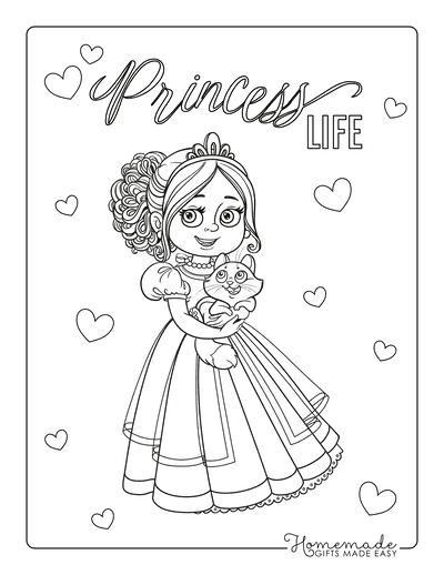 princess cat coloring pages