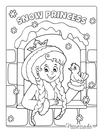 Princess Coloring Pages Frozen Snowflakes