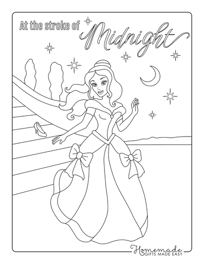 Princess Coloring Pages Glass Slipper Midnight