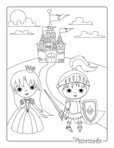 Princess Coloring Pages Knight Princess Castle
