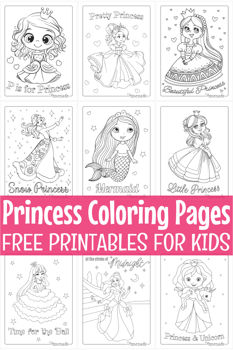 Free PRINCESS Coloring Pages for Download (Printable PDF) - VerbNow