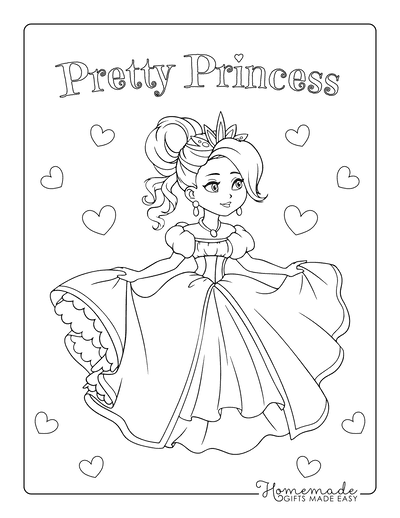 Princess Coloring Pages Pretty Dress