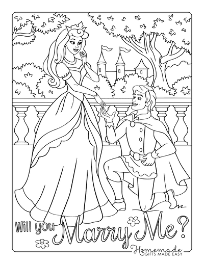 Princess Coloring Pages Prince Will You Marry Me Proposal