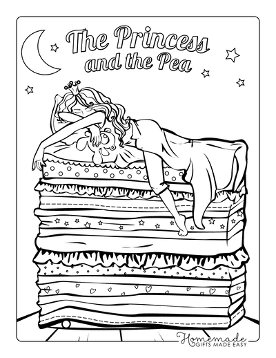 Princess Coloring Pages Princess and the Pea Mattresses