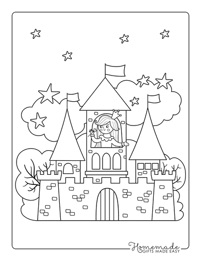 Princess Coloring Pages Princess in Castle Tower