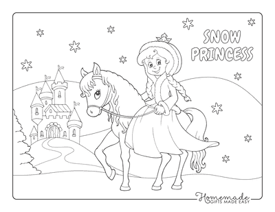Princess Coloring Pages Riding Horse to Castle