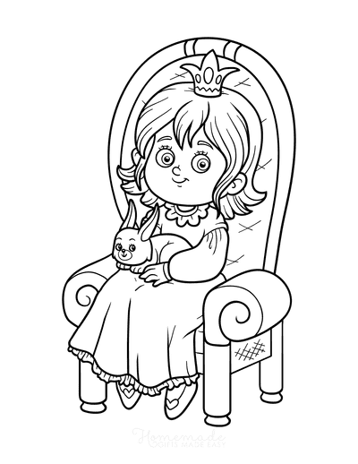 Princess Coloring Pages With Bunny Rabbit