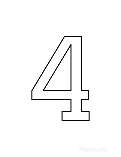 Number Four Outline Number Four Outline