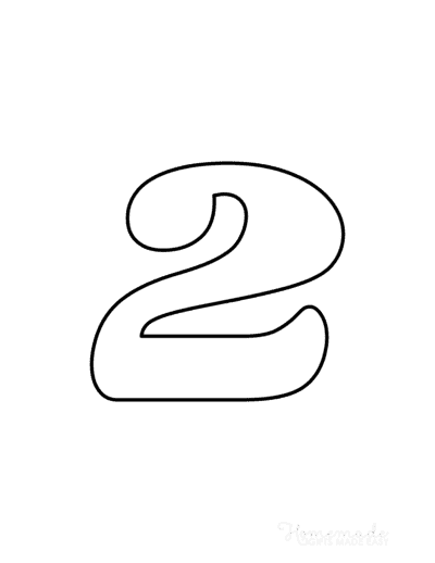 Printable Number 2 Outline - Print Bubble Number 2