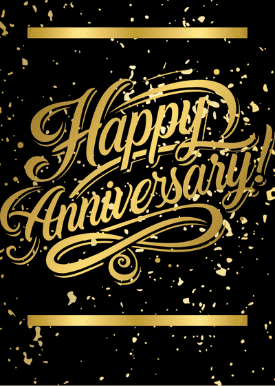 Printable Anniversary Cards Celebration Black and Gold Anniversary