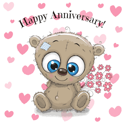Printable Anniversary Cards Cute Bear Flowers