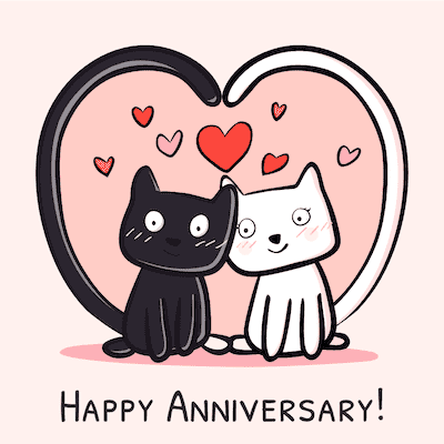 Printable Anniversary Cards Cute Love Cats