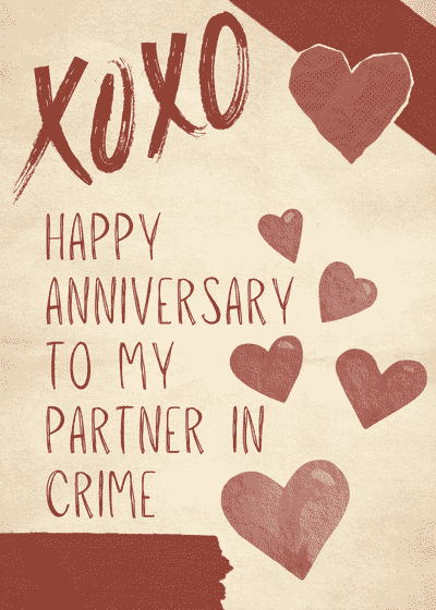 Printable Anniversary Cards Cute Scrapbook Partner in Crime