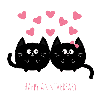 Printable Anniversary Cards Hearts Cute Cats