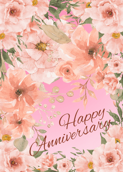 Printable Anniversary Cards Pretty Pink Florals