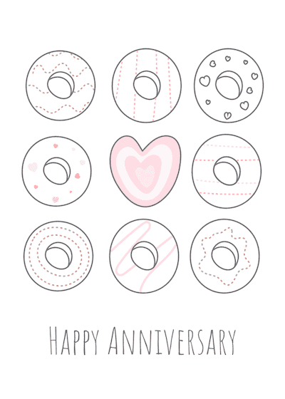 Printable Anniversary Cards Sweet Heart Donuts