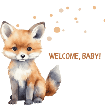 Printable Baby Cards Cute Fox Welcome Baby