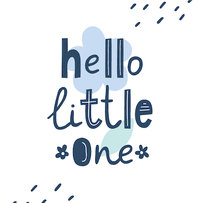 Printable Baby Cards Hello Little One Blue Green