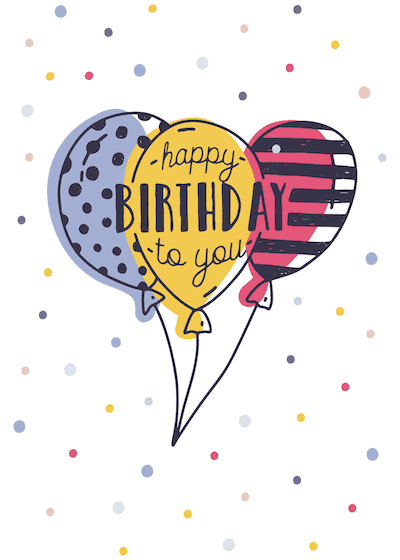 Printable Birthday Cards Balloons Spots