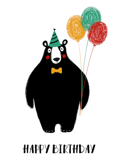 Printable Birthday Cards Bear Balloons