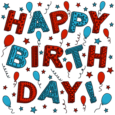 Printable Birthday Cards Blue Red Stars