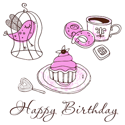 Printable Birthday Cards Coffee Cake Whimsical
