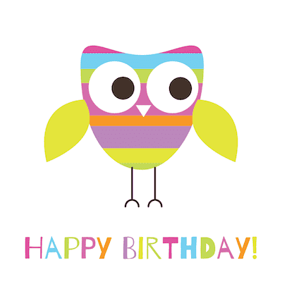 Printable Birthday Cards Colorful Owl for Kids