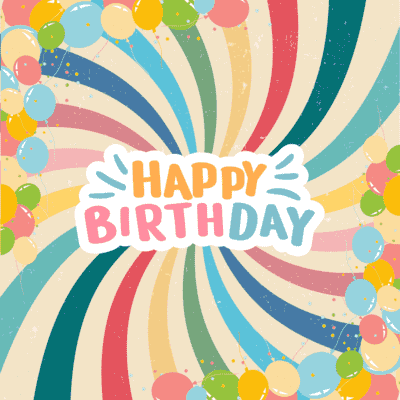 Printable Birthday Cards Colorful Retro Swirl