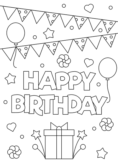 Free Happy Birthday Coloring Pages for Kids