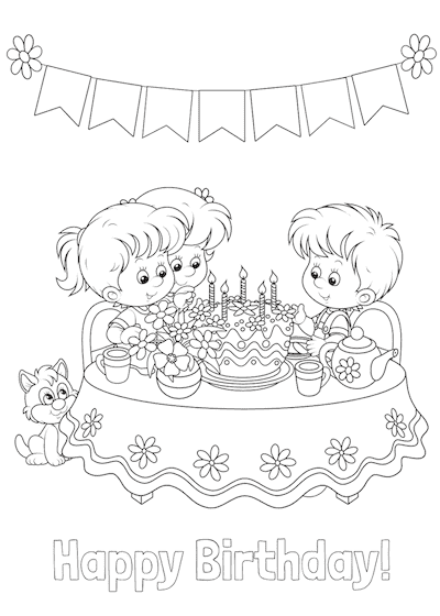 Printable Birthday Cards Coloring Party