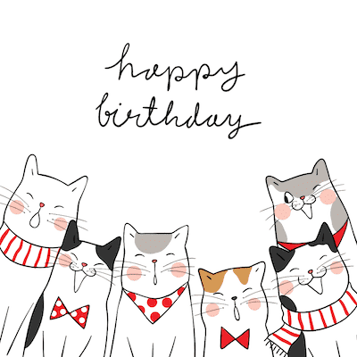 Printable Birthday Cards Cute Cats Singing