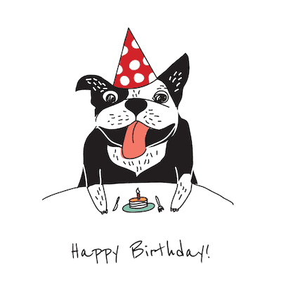 Printable Birthday Cards Dog Hat Cake