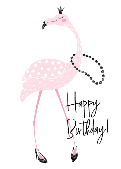 Happy Birthday Pink Unique Flamingo Flamingos Hallmark Greeting Card 