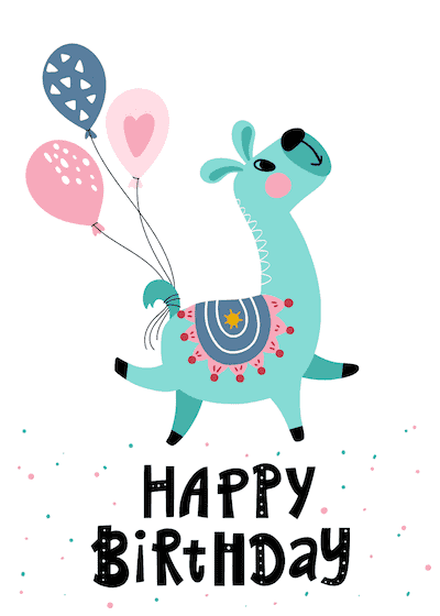Printable Birthday Cards Llama Balloons