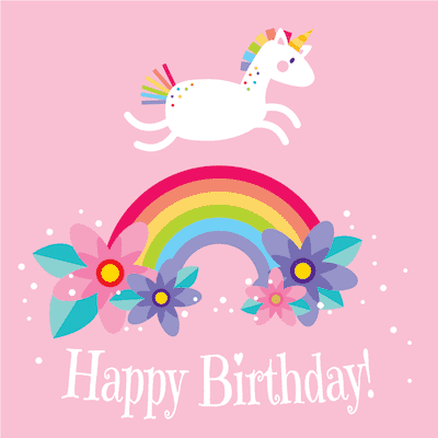 Printable Birthday Cards Magical Rainbow Flowers Unicorn