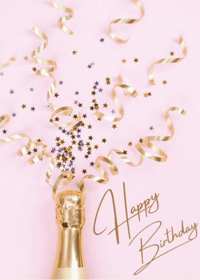 Printable Birthday Cards Pink Champagne Celebration