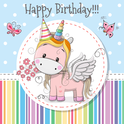 Printable Birthday Cards Rainbow Unicorn