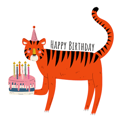 Printable Birthday Cards Tiger Cake