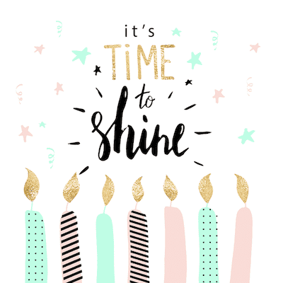 Printable Birthday Cards Time to Shine Candles