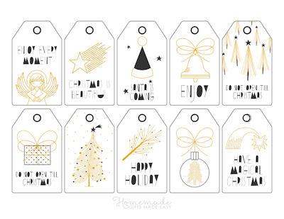 Merry Christmas Gift Tags Set of 10 Small Present Tags 