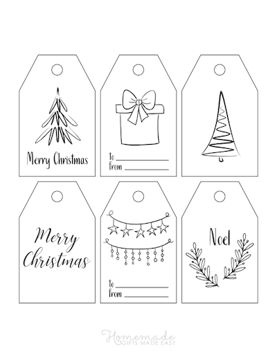 Personalized Printable Christmas Gift Tags, Simple Black and White Holiday  Gift Tags, Editable Christmas Gift Tags