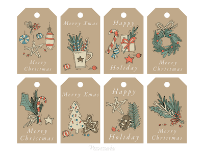 Christmas Gift Tags, Simple Holiday Gift Tags, Gift Tags for Christmas, Handmade Christmas Tags, Set of 8