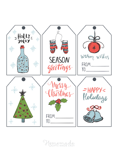 Christmas Gift Tag, Holiday Gift Tag, Christmas Holly & Pine Tags PRINTED  Gift Tags with string, Holiday Gift Tags