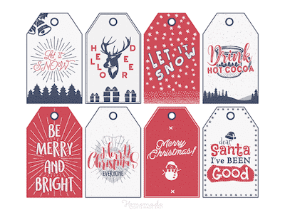 Christmas Gift Tags Template - red & green