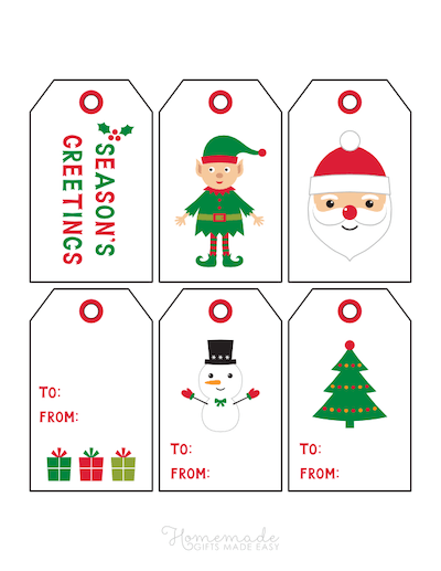 Christmas Gift Tag Printable, Vertical Tags, Instant Download