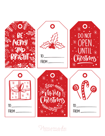 Printable Christmas Tags Red White Merry Bright Do Not Open Until Xmas