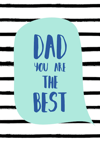 Printable Fathers Day Cards Best Dad Black Stripes