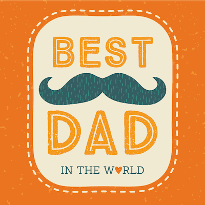 Printable Fathers Day Cards Best Dad in the World Vintage Orange
